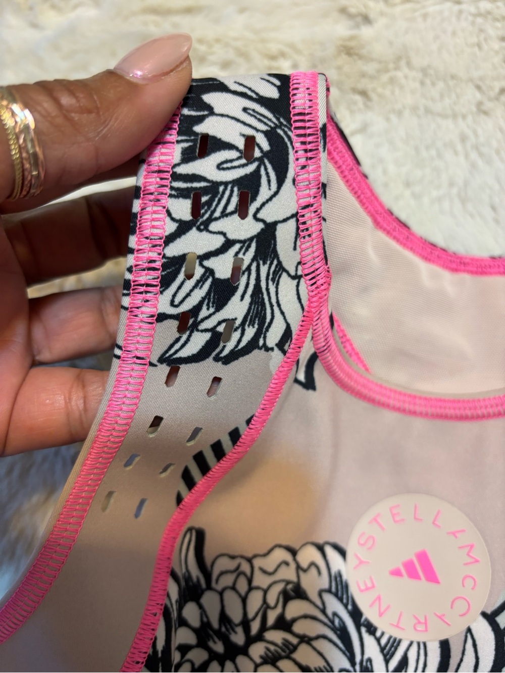 NWT adidas Stella McCartney Floral Racerback Sports Bra Crop Top S - Picture 8 of 8